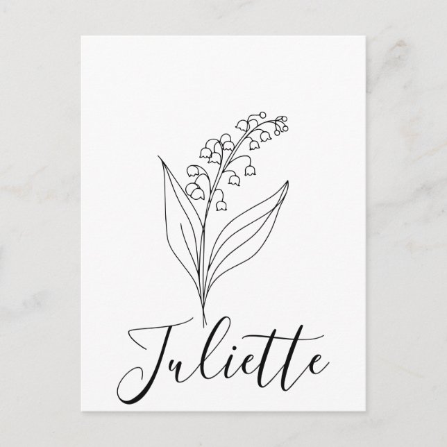 Personlig Maj Liljekonvalj Födelseblomma Vykort (Framsida)