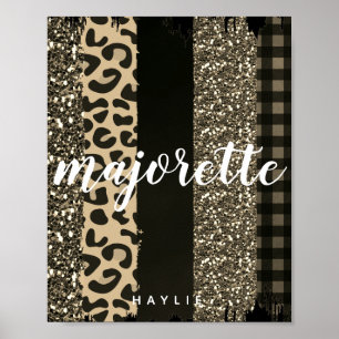 Personlig Majorette Faux Cheetah och Glitter Poster