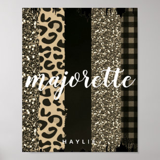 Personlig Majorette Faux Cheetah och Glitter Poster