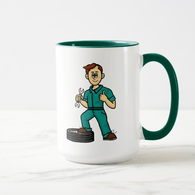 Personlig Male Auto Mechanic Mugg (Höger)