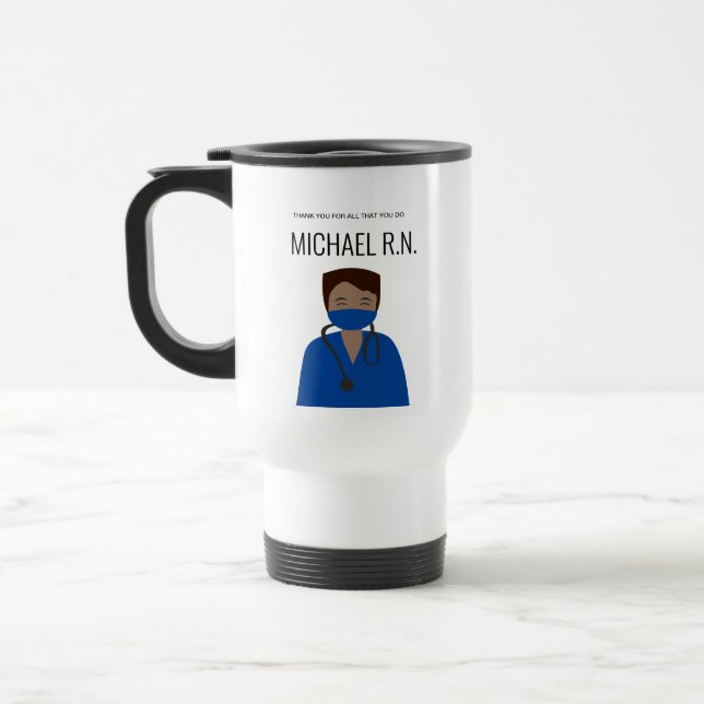 Personlig Male Nurse illustration Tack Resemugg (Vänster)