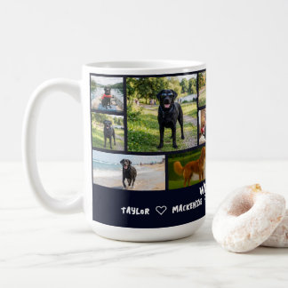 Personlig mall för 14 fotokollage och text kaffemugg