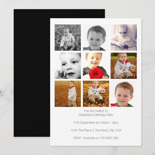 Personlig mall för nio foton för flera användnings (Fram/baksida)