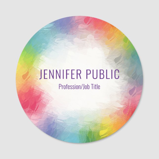 Personlig Mall Modern Elegant färgstark Namnbricka (Framsida)