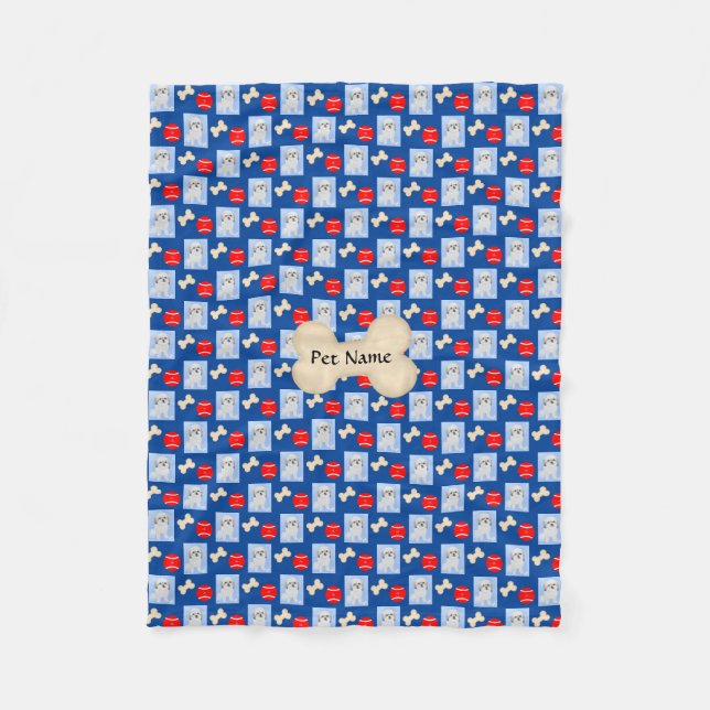 Personlig Malshi Blue Fleece Blanket (Framsidan)