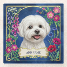 Personlig Malteser Hund Blå Blommig Ölkopp