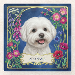 Personlig Malteser Hund Blå Blommig Ölkopp