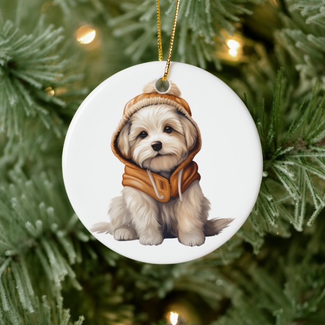 Personlig Maltesiska Hund Art Julgransprydnad Keramik (Träd)