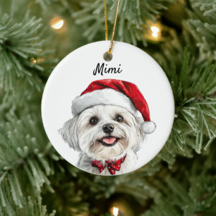 Personlig Maltesiska Hund Julgransprydnad Keramik