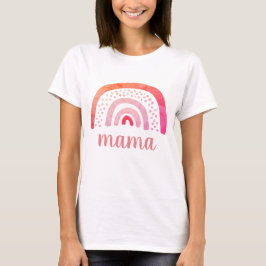 Personlig Mama Boho Rosa Orange Regnbåge T Shirt