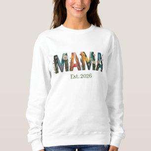 Personlig Mama Est År Blommig Mor Present T Shirt