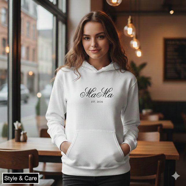 Personlig Mama Est Snygg Tröja för Bekvämlighet (Personalized Mama Est Stylish Comfort Wear Hoodie)