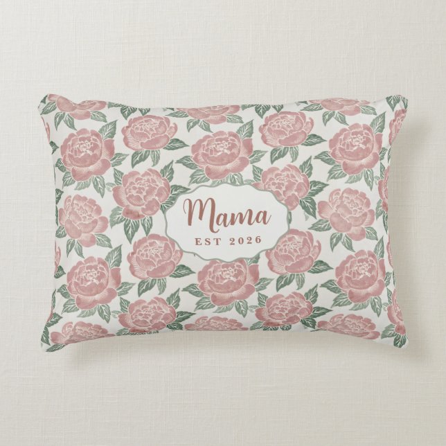 Personlig Mama Peony Kuddvar Custom Namn Prydnadskudde (Framsidan)