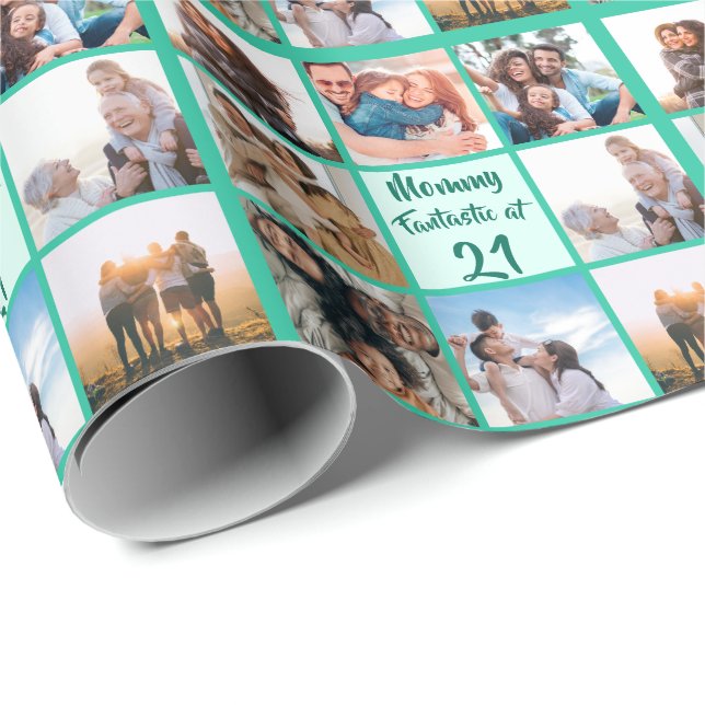 Personlig Mamma 21:a födelsedagsfotot Presentpapper (Rullad Hörn)
