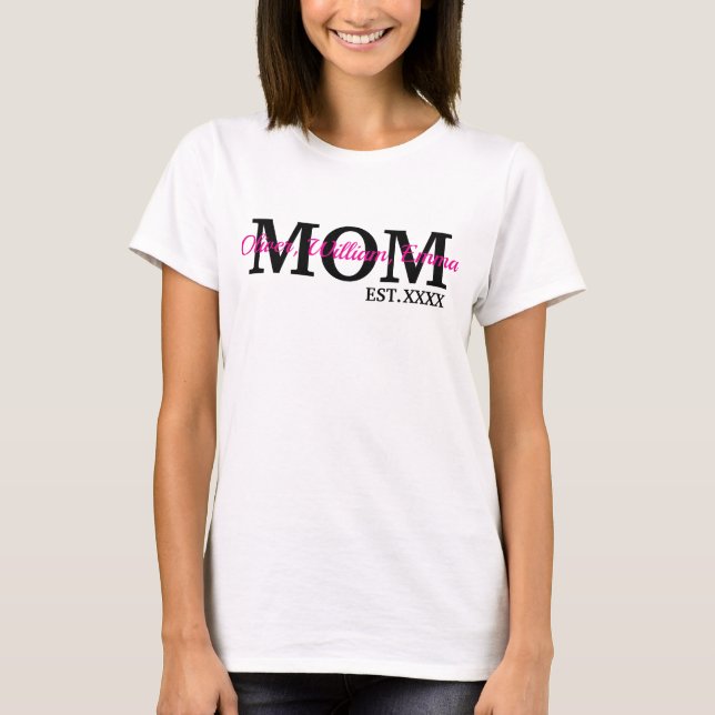 Personlig Mamma & Anpassningsbar Children Namn T-S T Shirt (Framsida)