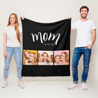 Personlig mamma barn 3 foto collage mamma Est år Fleecefilt