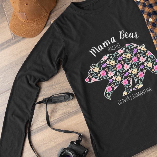 Personlig Mamma Bear Blommigt Mor Mamma Mummy T- T Shirt (Skapare uppladdad)