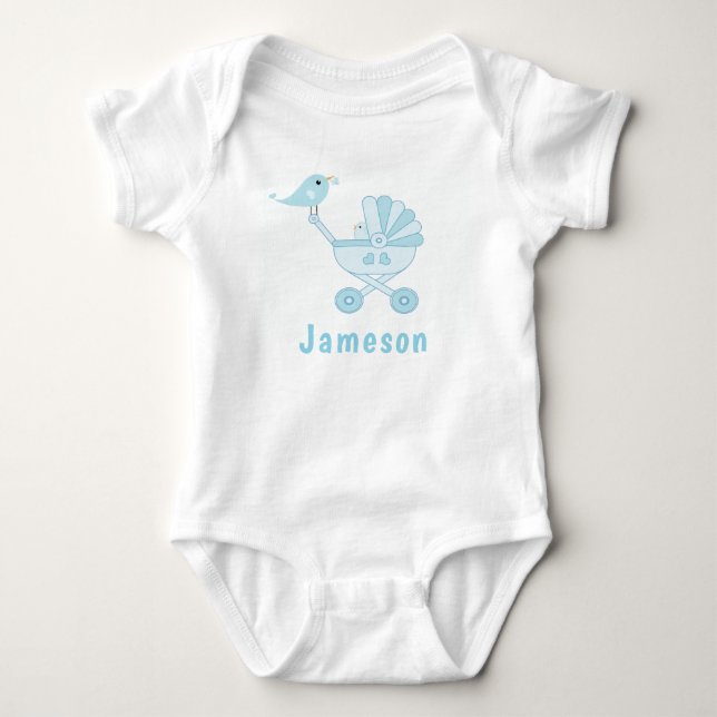 Personlig Mamma Bird and Baby Carriage T Shirt (Framsida)