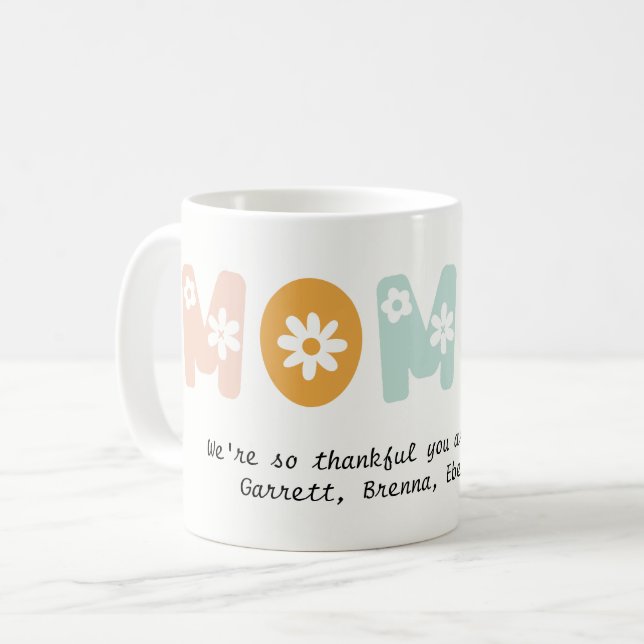 Personlig Mamma Blommigt Pastel Färg Mor Kaffemugg (Framsida vänster)