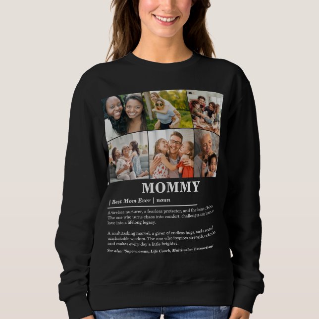 Personlig Mamma Definition 6 Fotokollage T Shirt (Framsida)