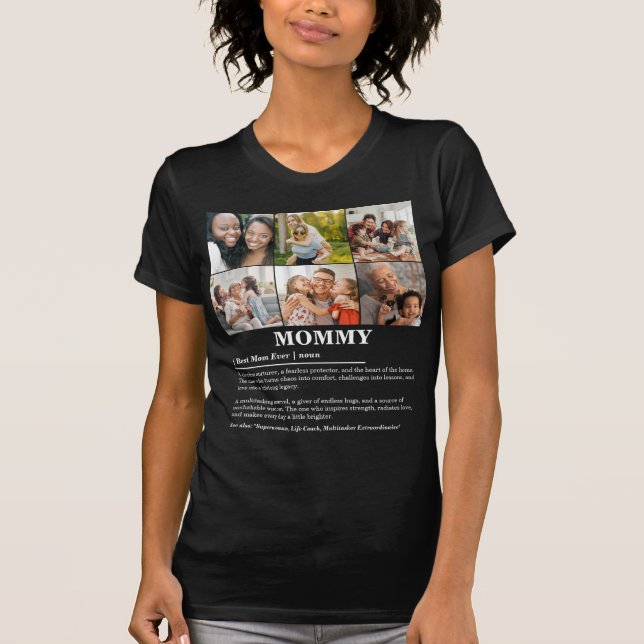 Personlig Mamma Definition 6 Fotokollage T Shirt (Framsida)