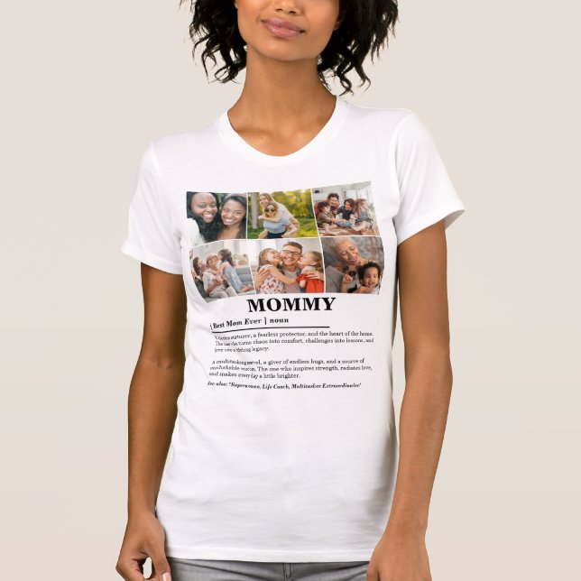 Personlig Mamma Definition 6 Fotokollage T Shirt (Framsida)