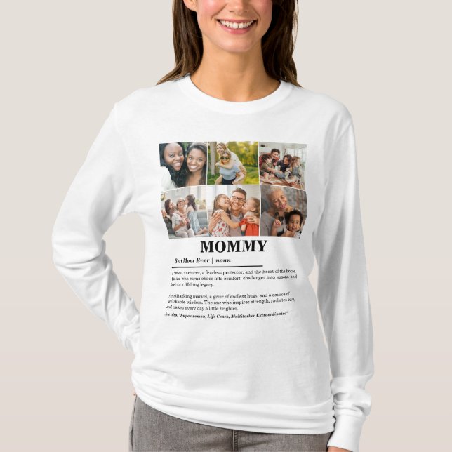 Personlig Mamma Definition 6 Fotokollage T Shirt (Framsida)