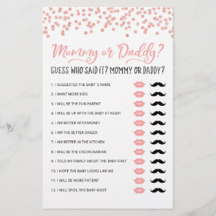 Personlig Mamma eller Pappa Baby Shower party-spel
