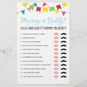 Personlig Mamma eller Pappa Baby Shower party-spel