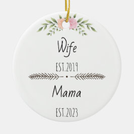 Personlig Mamma Est Anpassningsbar Year, blommor Julgransprydnad Keramik