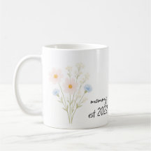 Personlig Mamma Est. Mugg med Pastel Wildblomma