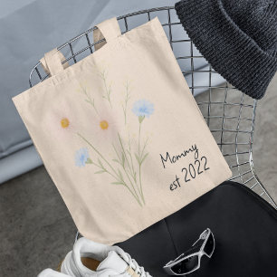 Personlig Mamma Est. Totala påsen med Pastellblomm Tygkasse