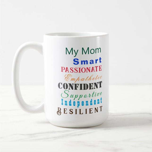 Personlig Mamma Färgmässiga kvaliteter av Underbar Kaffemugg (Vänster)