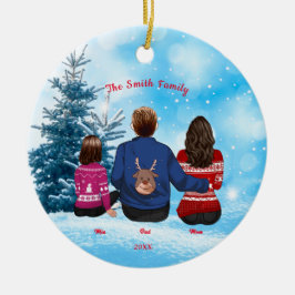 Personlig Mamma-flickfamiljen i Pappa Julgransprydnad Keramik