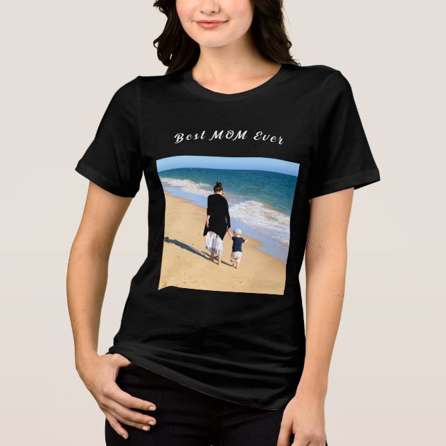 Personlig Mamma fototext bäst MAMMA någonsin T Shirt (Framsida)