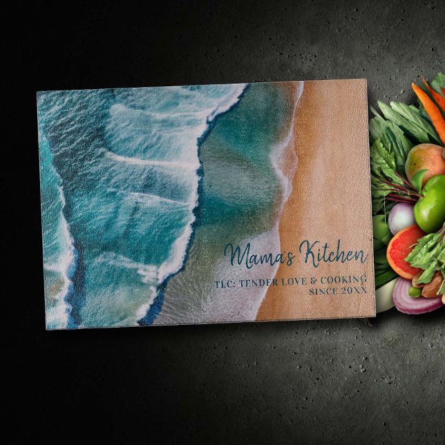 Personlig Mamma Gift Tender Kärlek TLC Oceanen Vin (mom cutting board personalized gift christmas birthday mothers day ocean waves beach elegant decor)
