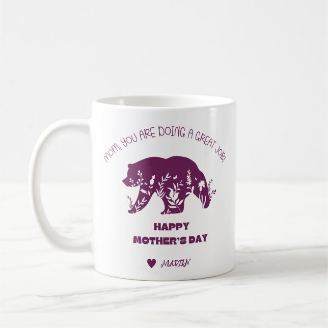 Personlig Mamma gör ett Underbart jobb Kaffemugg (Vänster)