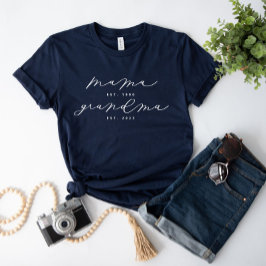 Personlig Mamma/Grandma Cute Calligraphy Shirt T
