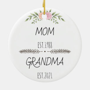 Personlig Mamma Grandma Est Anpassningsbar Year, b Julgransprydnad Keramik