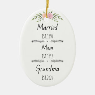 Personlig Mamma Grandma Est Anpassningsbar Year Julgransprydnad Keramik