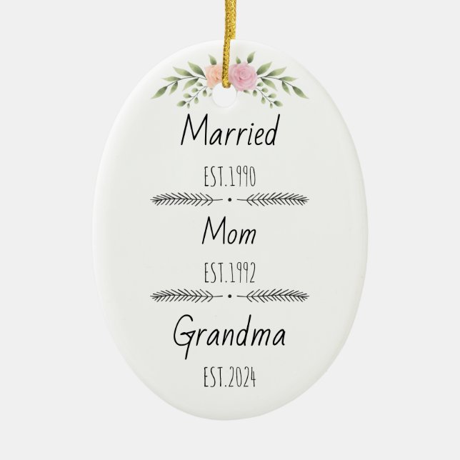 Personlig Mamma Grandma Est Anpassningsbar Year Julgransprydnad Keramik (Framsidan)