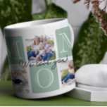Personlig Mamma Kärlek 7 Fotokollage Kaffemugg<br><div class="desc">Fira mamma med en tidslängd och elegant som är så speciell som hon är! Det här fotokollaget mugg spådomar ut "MAMMA" i mjuka pastellblock och ger dina favoritfamiljestunder en utmärkt ram. Det delikata "We kärlek you!"-manuset tillför en hjärtfull beröring, skapar den perfekten för hennes morgonkaffe eller kvällsteé. Den här designen...</div>
