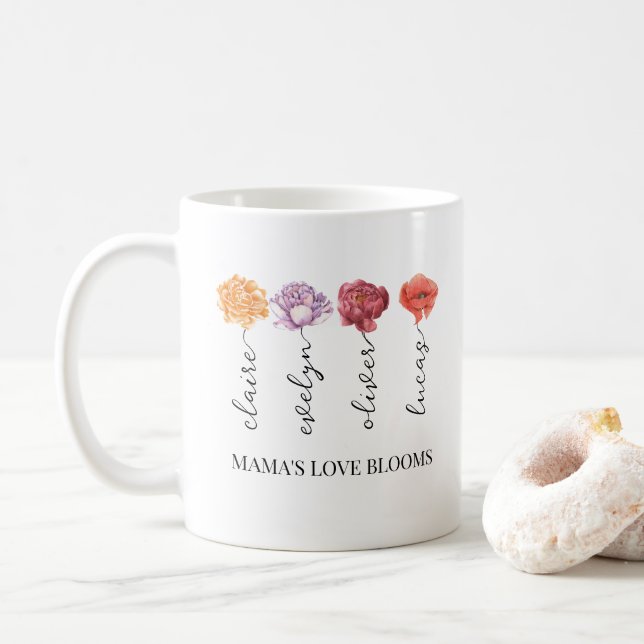 Personlig Mamma Kärlek Blooms Birth Month Flower Kaffemugg (Med munk)