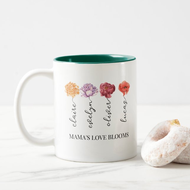Personlig Mamma Kärlek Blooms Birth Month Flower Två-Tonad Mugg (Med munk)