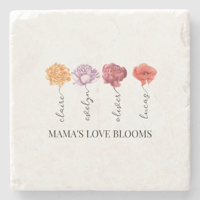 Personlig Mamma Kärlek Blooms Stenunderlägg (Framsidan)