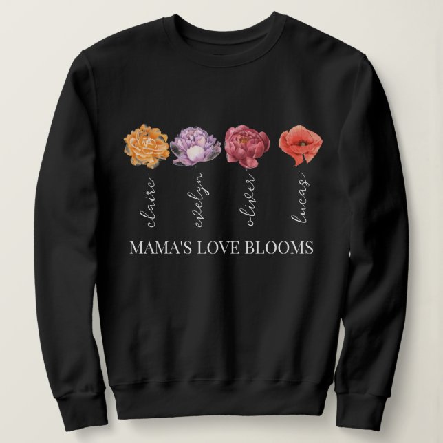 Personlig Mamma Kärlek Blooms T Shirt (Design framsida)
