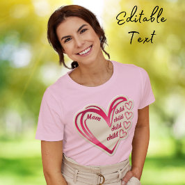 Personlig Mamma Kids Heart T Shirt