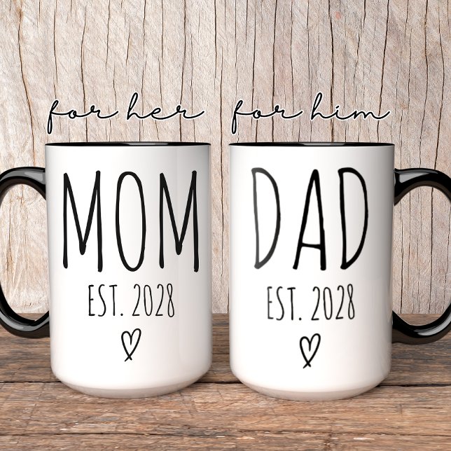 Personlig Mamma och Pappa Mugg, babystövel Mugg (personalized mom mug, personalized dad mug, mom and dad mug, custom parent mug, new parents gift,)
