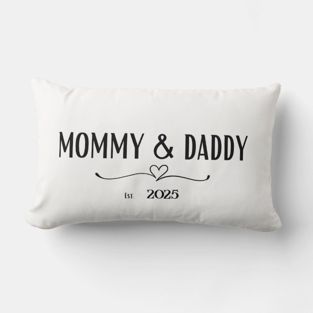 Personlig Mamma & pappa Est. År Pillow Lumbarkudde (Framsida)