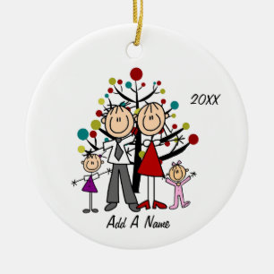 Personlig Mamma, Pappa, flicka, Småbarn flicka Julgransprydnad Keramik